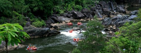 Barron River Rafting through small rapids