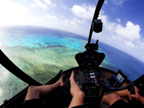 View of the ocean from the helicopter